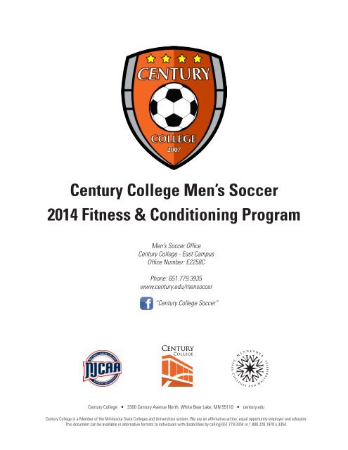 Century College Men's Soccer 2013 Fitness & Conditioning Program