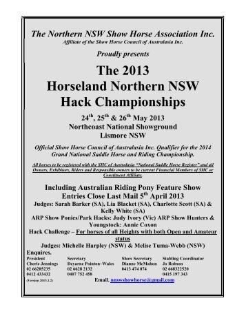 The 2013 Horseland Northern NSW Hack Championships