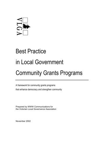 Best Practice in Local Government Community Grants Programs