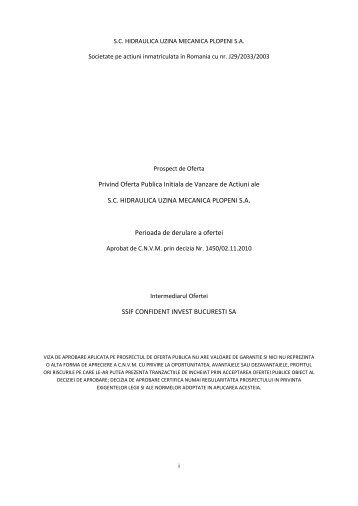 Prospect - Bursa de Valori BucureÅti