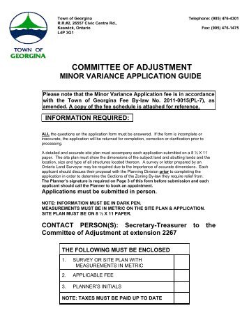 Minor Variance Application Guide & Form - Town of Georgina