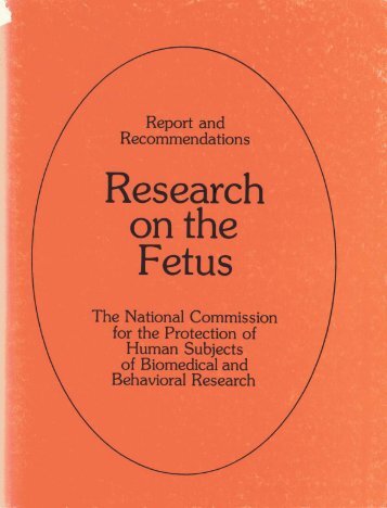 RESEARCH ON THE FETUS - National Institutes of Health