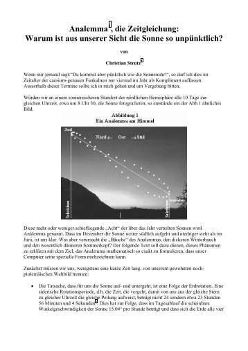 Analemma , die Zeitgleichung: Warum ist aus unserer Sicht die ...