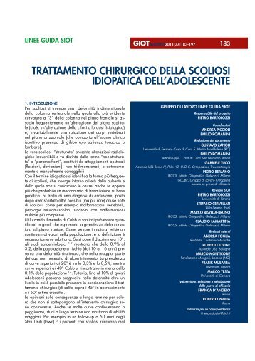 trattamento chirurgico della scoliosi idiopatica dell'adolescente