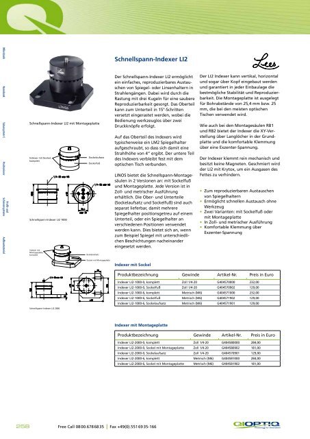 Die LINOS Spiegel- halter - Qioptiq Q-Shop