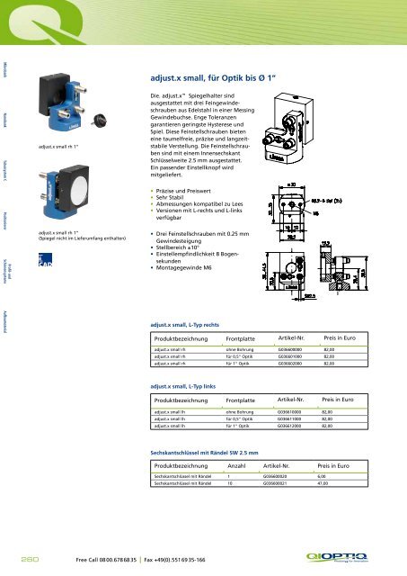 Die LINOS Spiegel- halter - Qioptiq Q-Shop