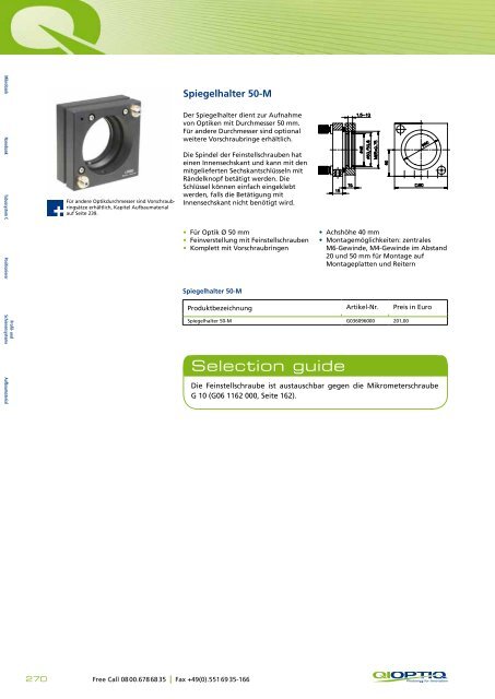 Die LINOS Spiegel- halter - Qioptiq Q-Shop