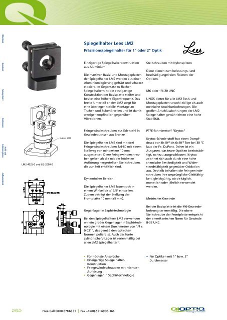 Die LINOS Spiegel- halter - Qioptiq Q-Shop