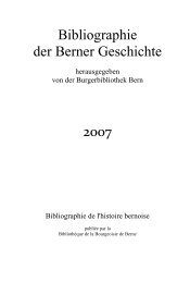 Bibliographie der Berner Geschichte - UniversitÃ¤tsbibliothek Bern