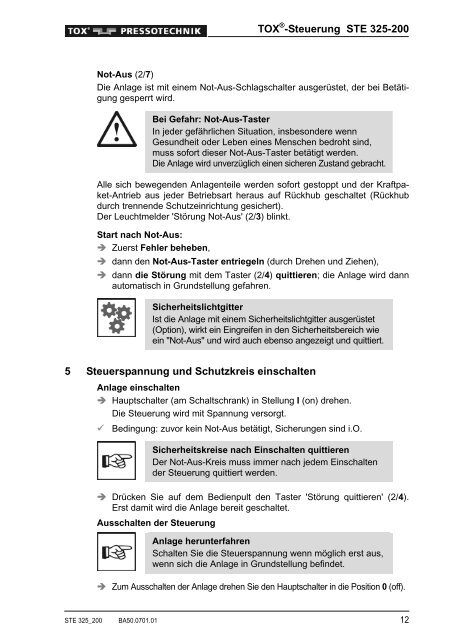 Bedienungsanleitung Steuerung STE 325-200 - TOX ...