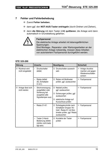 Bedienungsanleitung Steuerung STE 325-200 - TOX ...