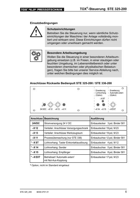 Bedienungsanleitung Steuerung STE 325-200 - TOX ...