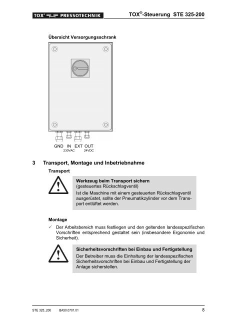 Bedienungsanleitung Steuerung STE 325-200 - TOX ...