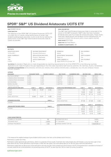 US Dividend Aristocrats UCITS ETF - SPDR ETFs Europe