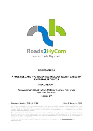 Roads2HyCom Technology Watch