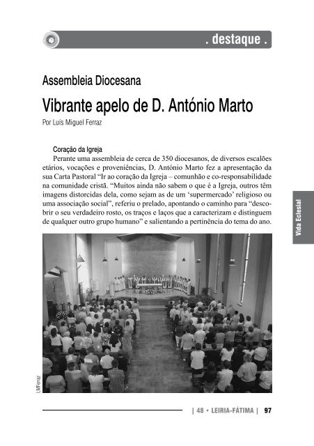 Vibrante apelo de D. António Marto - Diocese Leiria-Fátima