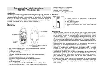 Bruksanvisning â trÃ¥dlÃ¸s vÃ¦rstasjon T35.1037 â TFA Oracle Star