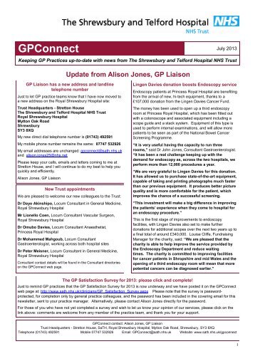 GP Connect Newsletter July 2013 - Royal Shrewsbury Hospitals ...