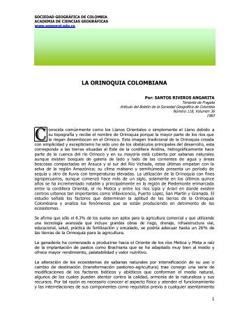 LA ORINOQUIA COLOMBIANA - Sociedad GeogrÃ¡fica de Colombia