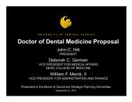 Doctor of Dental Medicine Proposal - UCF College of Medicine