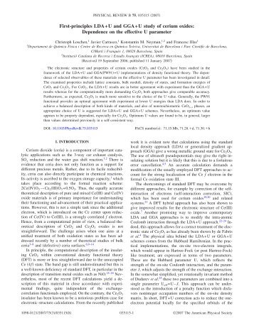 First-principles LDA+U and GGA+U study of cerium oxides ...