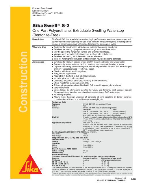 SikaSwell S-2 - Sika Canada