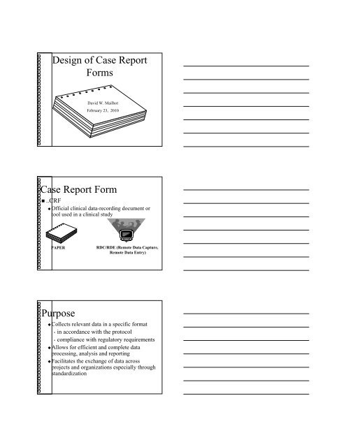 Design of Case Report Forms