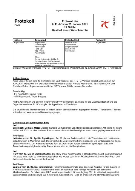 Protokoll vom 20.01.2011 - SOTV Solothurner Turnverband