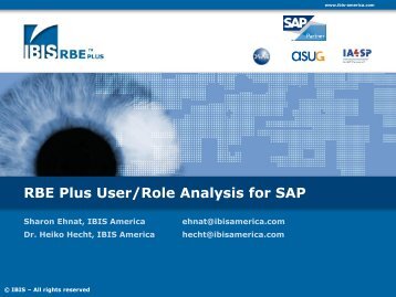 RBE Plus User/Role Analysis for SAP - IBIS Prof. Thome