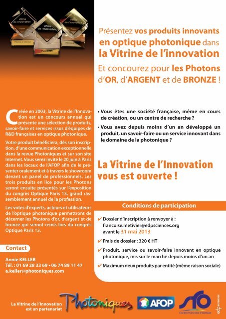 Vitrine de l'innovation 2013 - PrÃƒÂ©sentation - Opticsvalley
