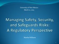 Managing Safety, Security, and Safeguards Risks