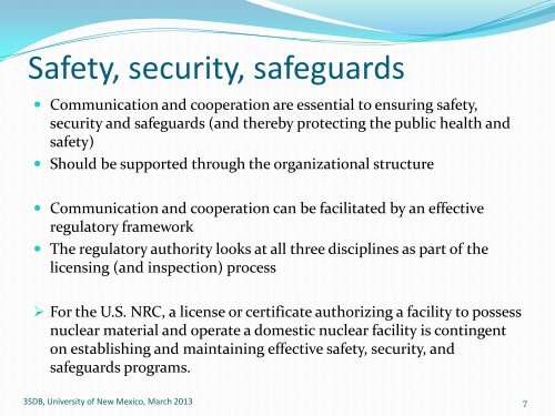Managing Safety, Security, and Safeguards Risks