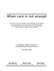 Report by DHS â When care is not enough (1999) - Berry Street