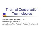 Thermal Conservation Thermal Conservation Technologies
