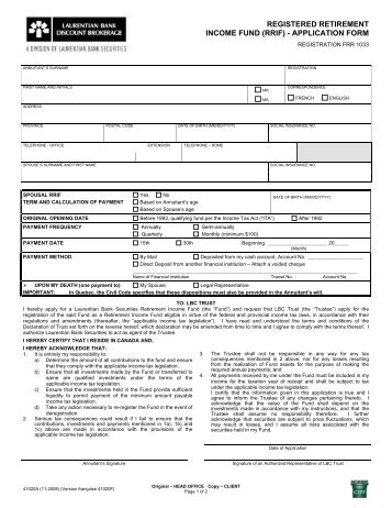 registered retirement income fund (rrif) - application form