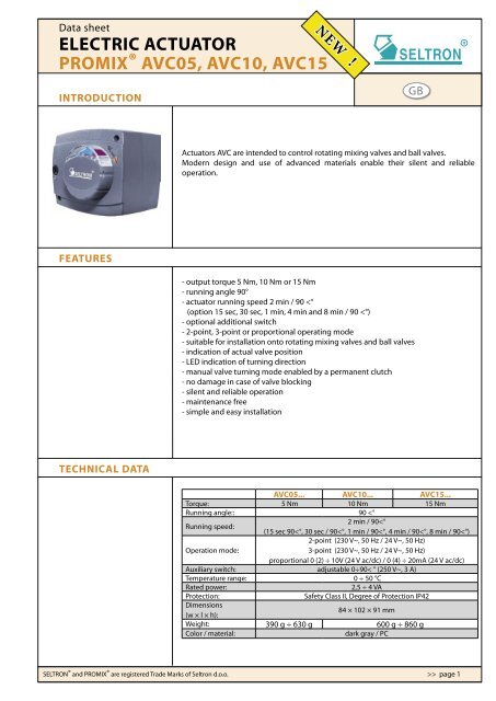 electric actuator promixÂ® avc05, avc10, avc15 - Seltron controllers