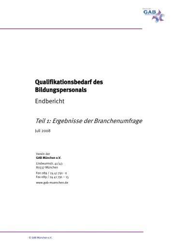 Teil 1: Ergebnisse der Branchenumfrage - GAB MÃ¼nchen