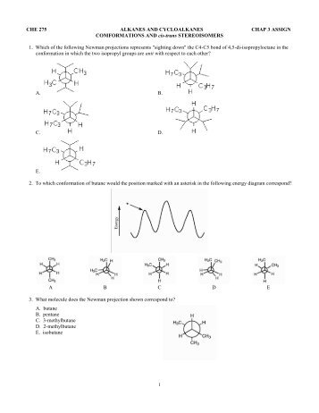 CHE 275 ALKANES AND CYCLOALKANES CHAP 3 ASSIGN ...