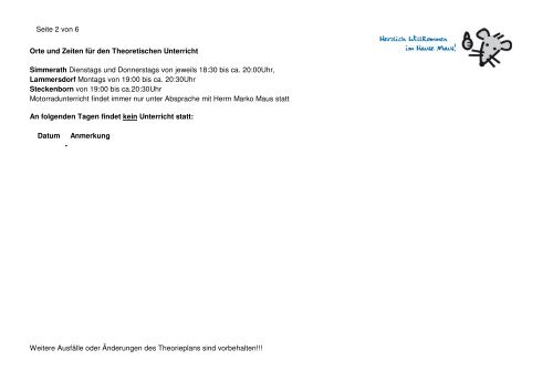 Theorieplan 2013 - Fahrschule Maus in Simmerath