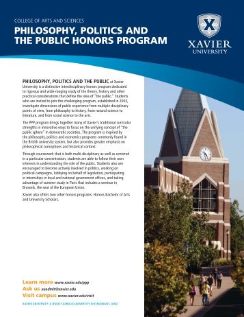 Philosophy, Politics and the Public Honors Program - Xavier University