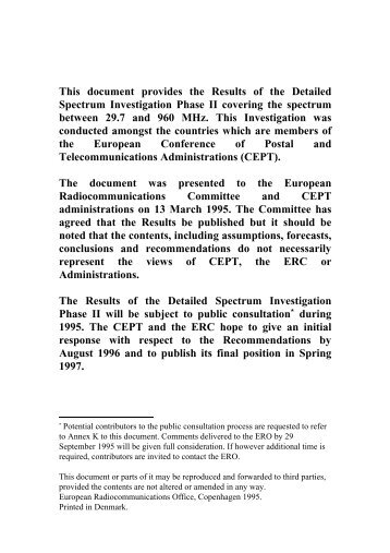 This document provides the Results of the Detailed Spectrum ...