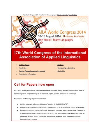 17th World Congress of the International Association of Applied ...