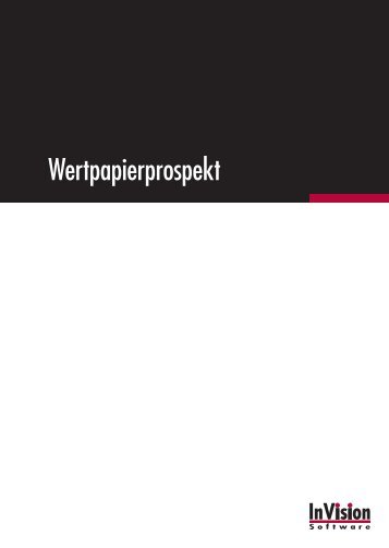 Wertpapierprospekt - InVision Software AG