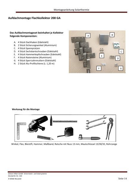 Montageanleitung Solarthermie - Schornstein-Shop24.de