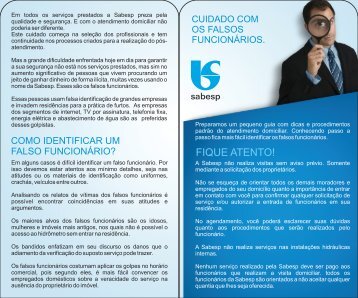 Cuidado com os falsos funcionÃ¡rios - Sabesp