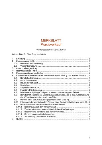 MERKBLATT Praxisverkauf - Psychotherapeutenkammer Berlin