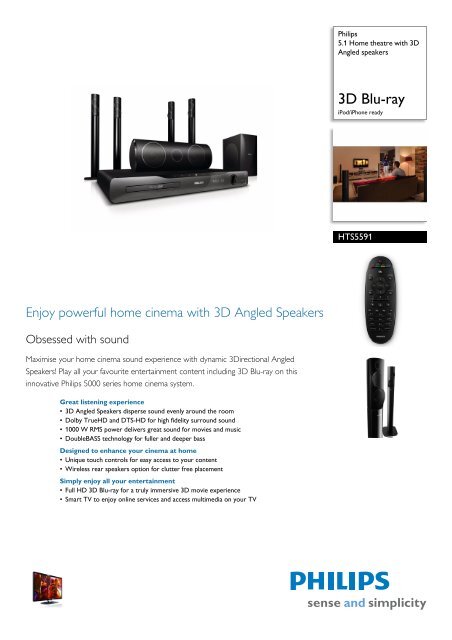 HTS5591/12 Philips 5.1 Home theatre with 3D Angled speakers