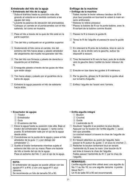 instruction book manual de instrucciones livre d'instructions - Janome