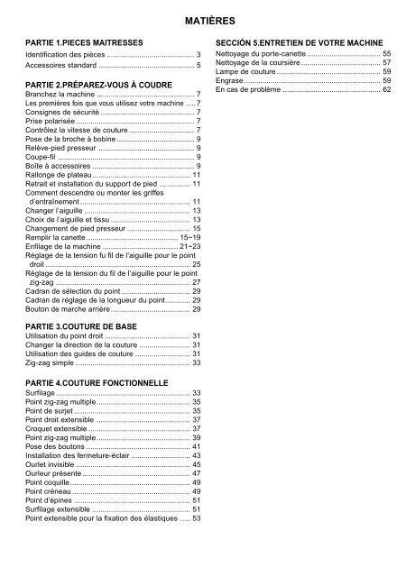 instruction book manual de instrucciones livre d'instructions - Janome