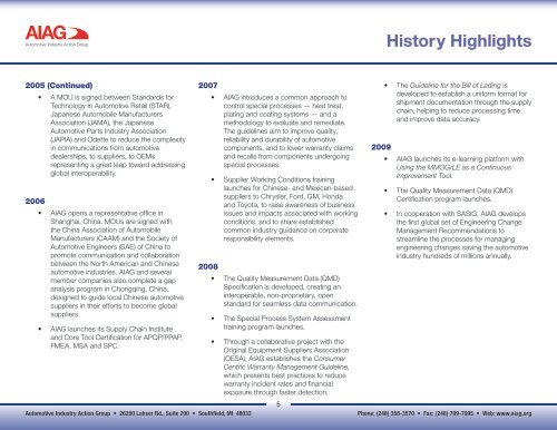 to read AIAG History Highlights. - Automotive Industry Action Group